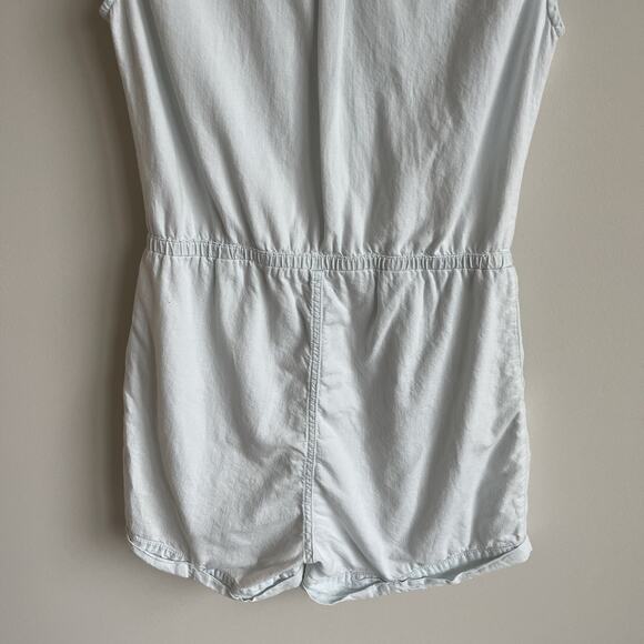 Pact 100% Organic Cotton Romper XS Button Front Utility Shorts Light Wash - Picture 8 of 14